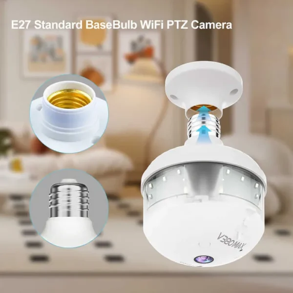 V380 Pro Max D8 Camera 2-in-1 Lamp-Style Security Camera E27 Bulb 4Mp WIFI V380 Pro-D8 Full Color Night Vision Two-Way Audio